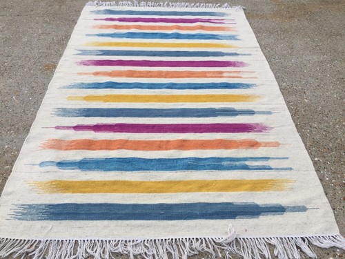 Kilim Rug shabby Modern wool country home decor Kelim Turkish 196x122cm stripe