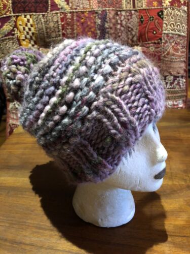 Vintage Hand Knit Purple Ski Hat