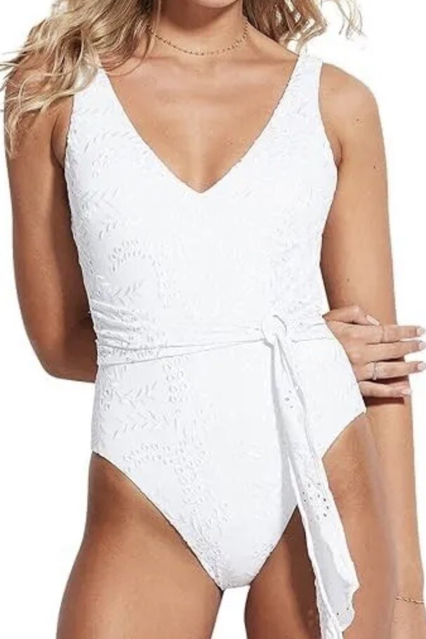 Coast::ワンピース:UK12[RESALE] Seafolly Costa Bella One-Piece with Belt White L67430 Women