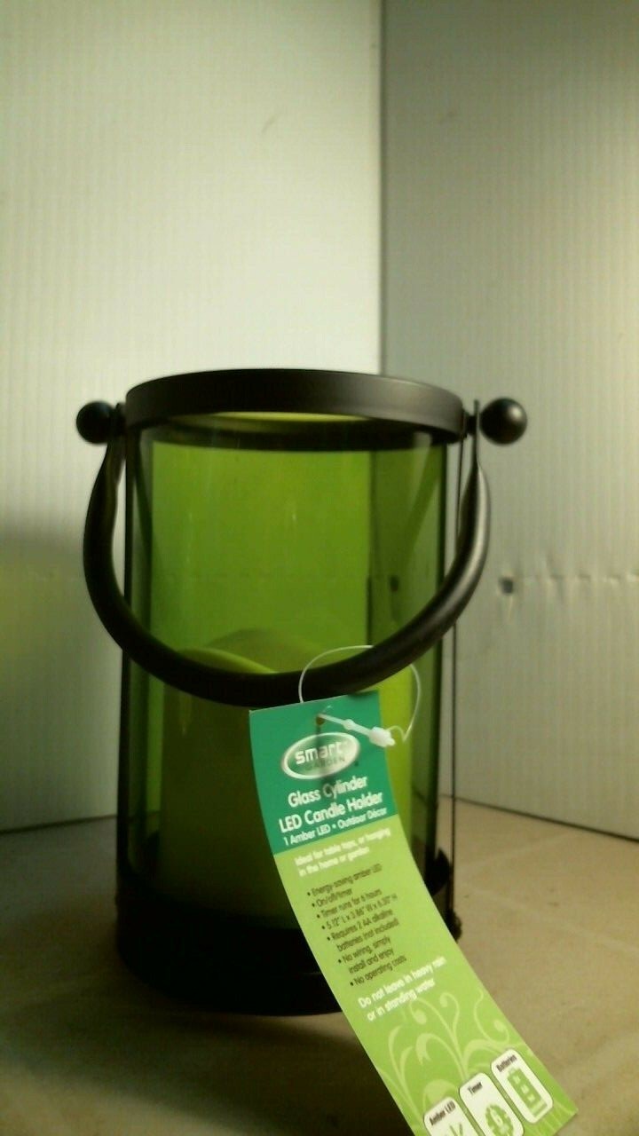 Smart Garden 84053-LC Green Glass Cylinder LED Candle Holder