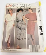 McCalls 9055 Nancy Heller Jumpsuit V Back Wrapped Bodice Misses Size 14 -16 Vtg