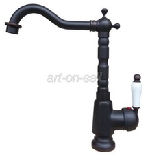 Deck Mount Bathroom/Kitchen Sink Black Oil Brass Mixer Taps Single Handle Faucet