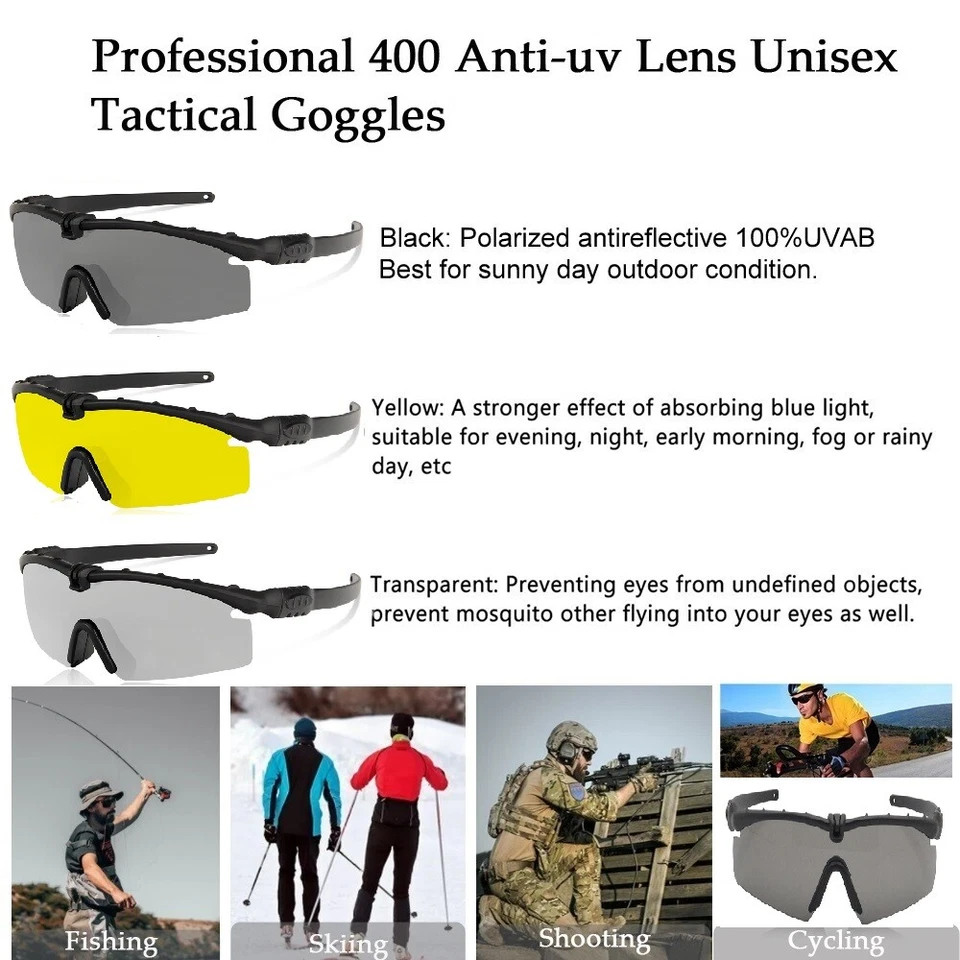 Galaxy Ballistic Z87 Gafas de sol de tiro tácticas militares con lente de 3 colo - Image 4 of 4