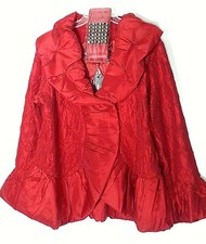 Jerry T Womens Red Crinkle Jacket With Belt Xl Extra Large