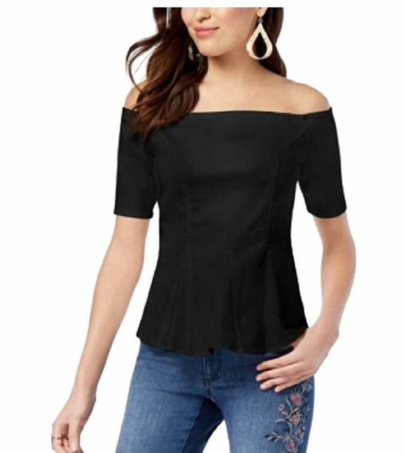 black off the shoulder top short sleeve