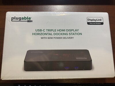Plugable UD-3900PDZ USB-C Triple HDMI Display Docking Station 60W Power Delivery
