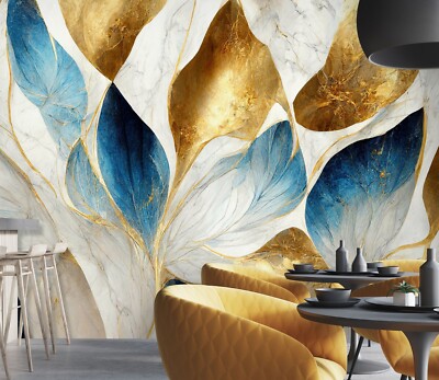 3D Blue Texture Leaf K1723 Wallpaper Mural Self-adhesive Removable Sticker Panda