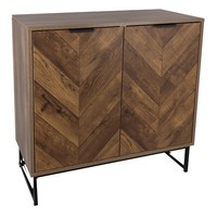 Rustic Oak Finish 2 Door Sideboard Multi Storage Cabinet Dinning Room, Hallway