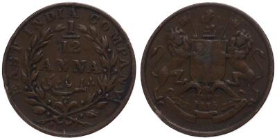 Britisch Indien Ost-Indien East India Company - 1/12 Anna 1835 