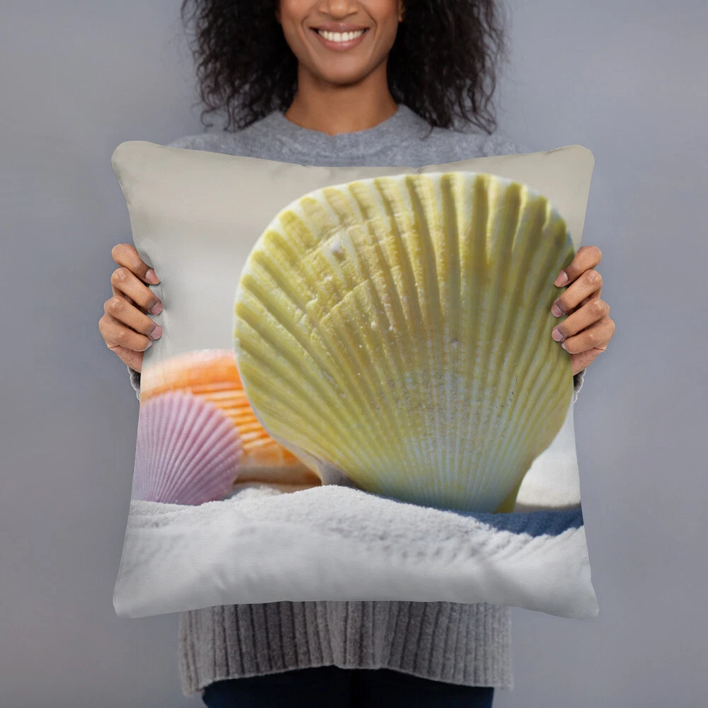 Scallop Seashell Beach House Home Decor Throw Pillow