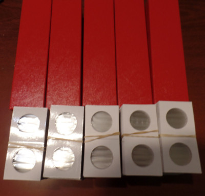 500 2x2 Half Dollar Premium Cardboard Coin Holder Flips 5 2x2x9 Red Storage Box