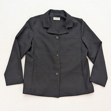 Alfred Dunner Women's Blazer Jacket Size 14 Black Classic Lightweight FLAW