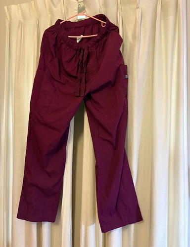 Cherokee Workwear Burgundy Medical Scrub Pants M Unisex Drawstring Elastic Twill