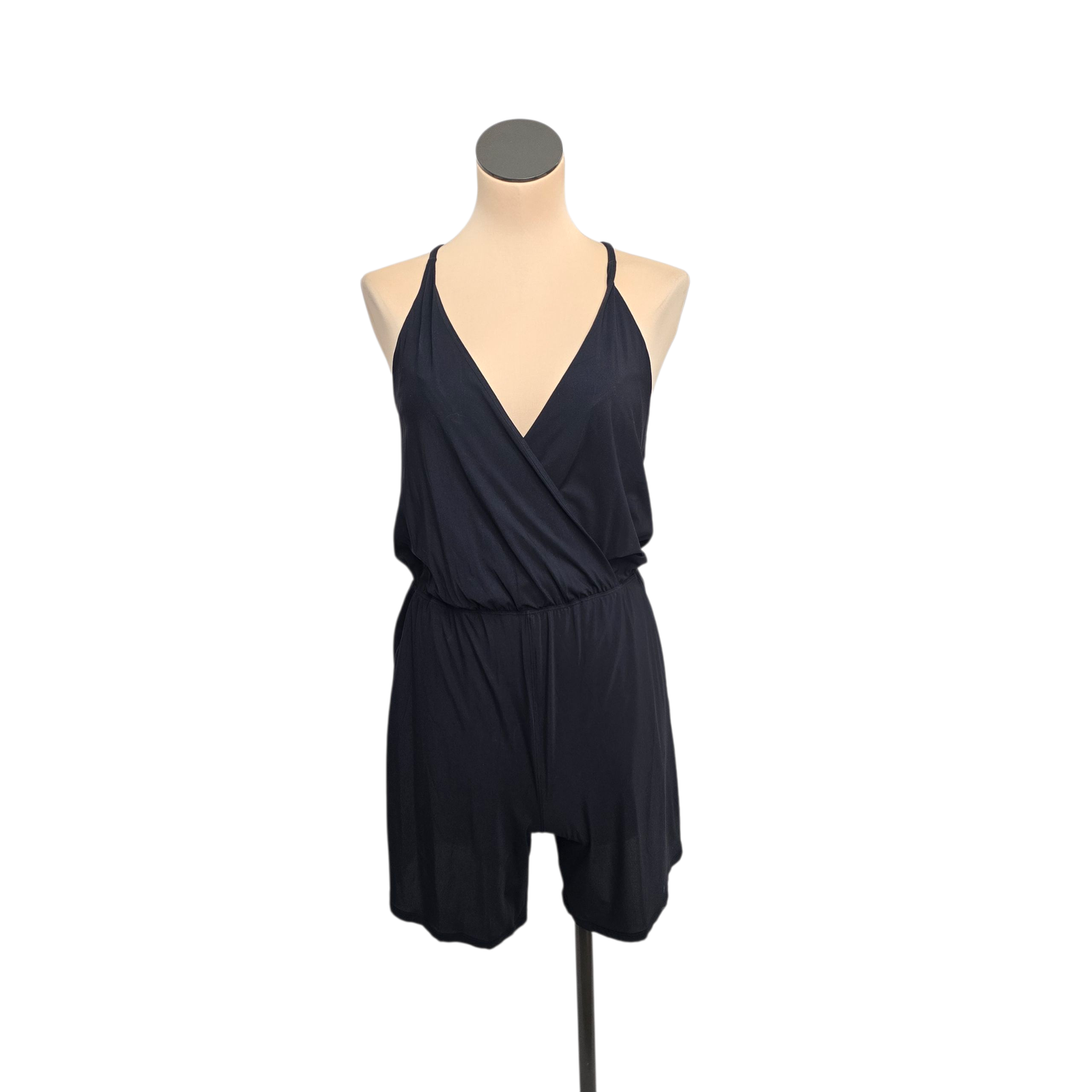 Lululemon Romper Womens 6 Black Crossback Deep V Neck Sleeveless Athletic Casual-image
