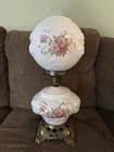 Vintage Milk Glass Hurricane Lamp 'Gone with the Wind' Double Globe