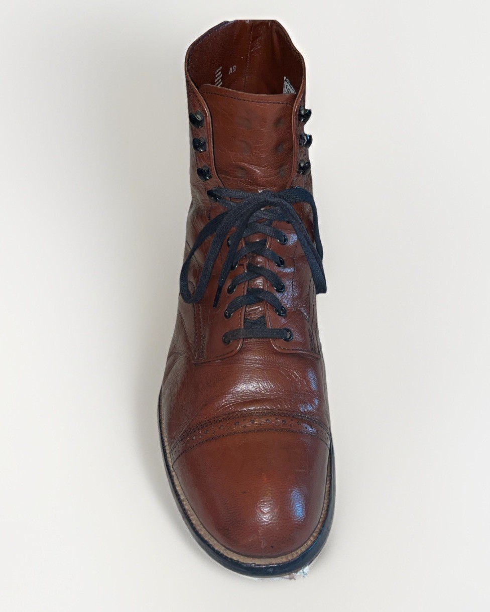 Stacy Adams Madison Brown Kidskin Leather Cap Toe Dress Boots Vintage Men 11 E