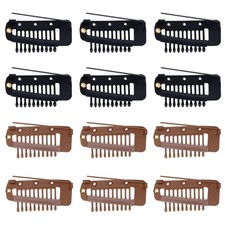 12pcs Wig Clip with Safety Pins, 10-Teeth Hair Extension Snap Invisible Wig C...