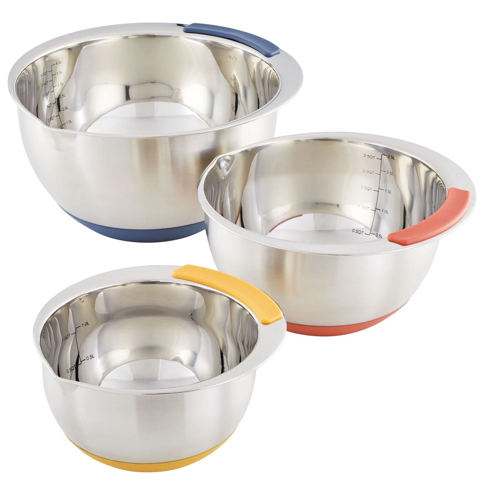 Curry Kitchenware Pantryware Stainless Steel Nesting Mixing Bowls, 3-Piece Se...
