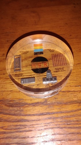 NCR National Cash Register Lucite Century Embedded Circuits Paperweight Vintage