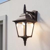 Wandleuchte AußEn Schwarz Glas Metall IP44 E27 B:17 Cm Laterne Balkon Lampe