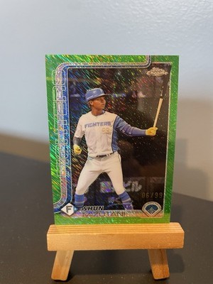 Shun Mizutani 2025 Topps Chrome NPB #58 Green Shimmer Refractor 06/99 Fighters
