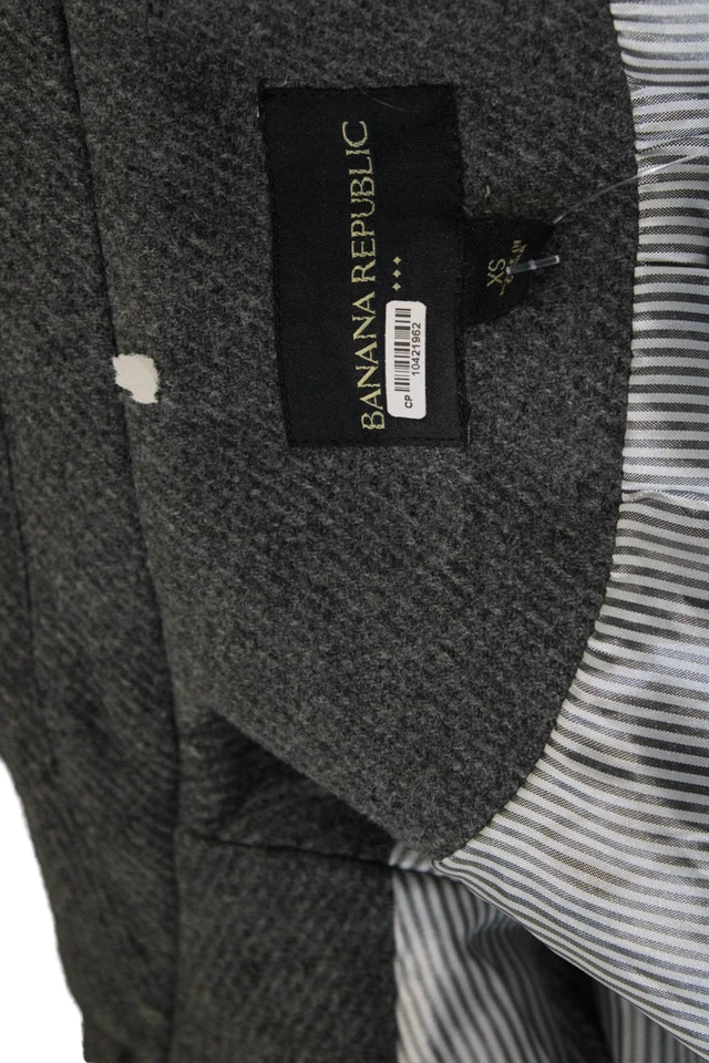 Abrigo Banana Republic Mujer Gris Espiga Cuello Palanca Mezcla Lana Talla XS Foto 4 de 4