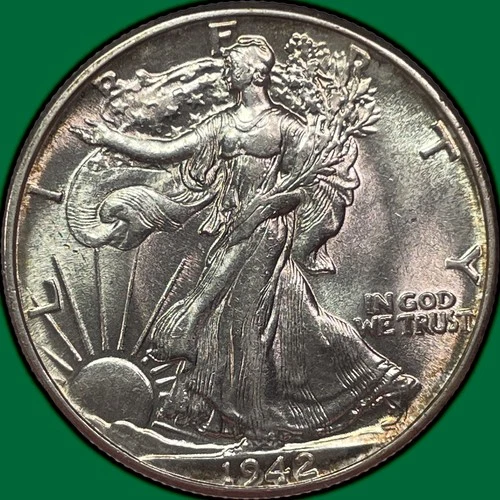 1942 Walking Liberty Half Dollar Uncirculated UNC Coin #33385