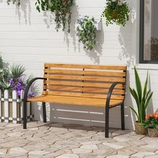 Image of Outsunny Wooden Garden Bench Park Chair 2 Seater Love Seat Chair Outdoor Patio