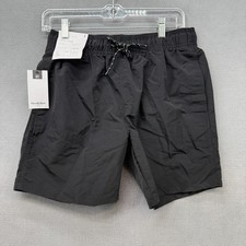 Goodfellow  Co Swim Trunk Shorts Mens Small Black Mesh Lined 7" Drawstring NWT