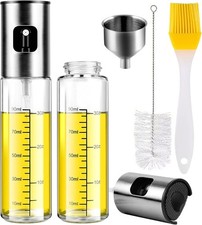 Cooking Oil Spray Bottle 100ML, 2PCS Glass Olive Oil Sprayer Misto Dispenser Wi