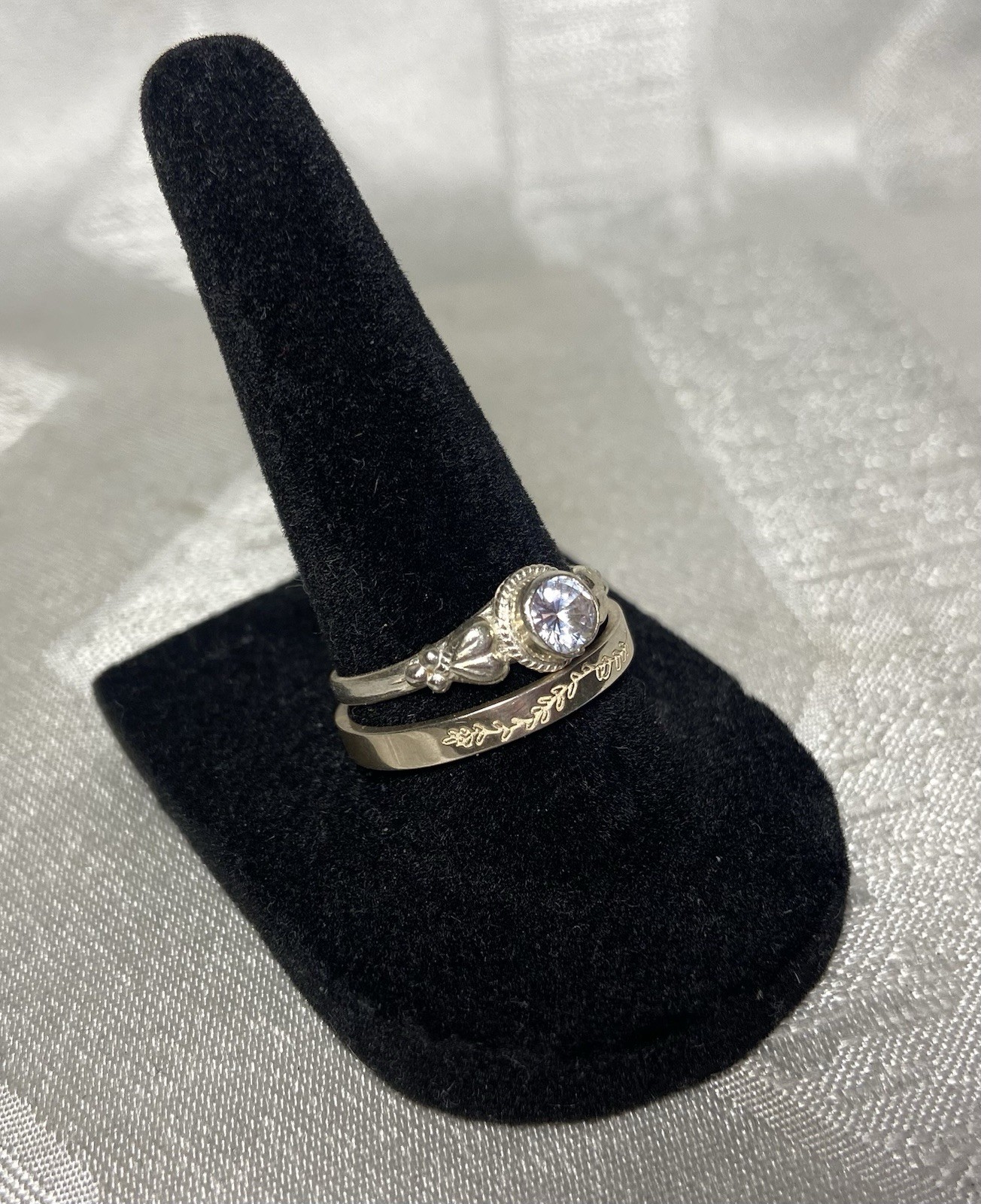 Vintage Sterling Silver Stackable Ring Set CZ Sol… - image 3