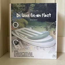 Sunnylife Luxe Lie-Oh-Flat - Speed Boat - Inflatable Pool Float, Handles, 7FT