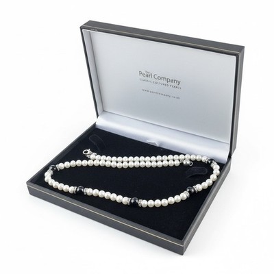 The Pearl Company Halskette mit Zuchtperlen & schwarzem Onyx - 925 Sterling Silber