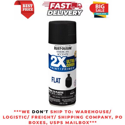 Black, Rust-Oleum American Accents 2X Ultra Cover Flat Spray Paint, 12 oz