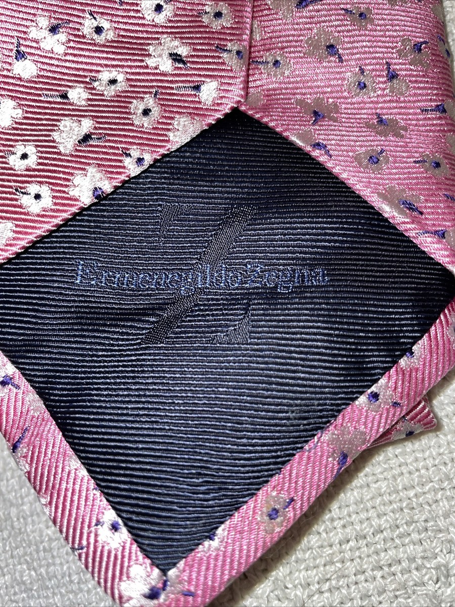 Ermenegildo Zegna Dress Tie Mens Size 57” 3.5” Pink Floral