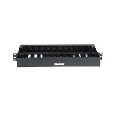 Hinged Ducted Horizontal Cable Management Panel, Double-Sided Duct, 1U