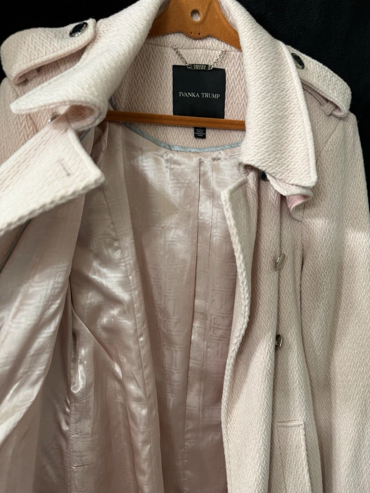 Ivanka Trump Women's Pink Wool Blend Over Coat with Button-Up and Belt - Image 2 of 3