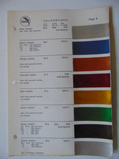 Original Glasurit Volkswagen Vw Paint Chips Sheet - 1970-1971