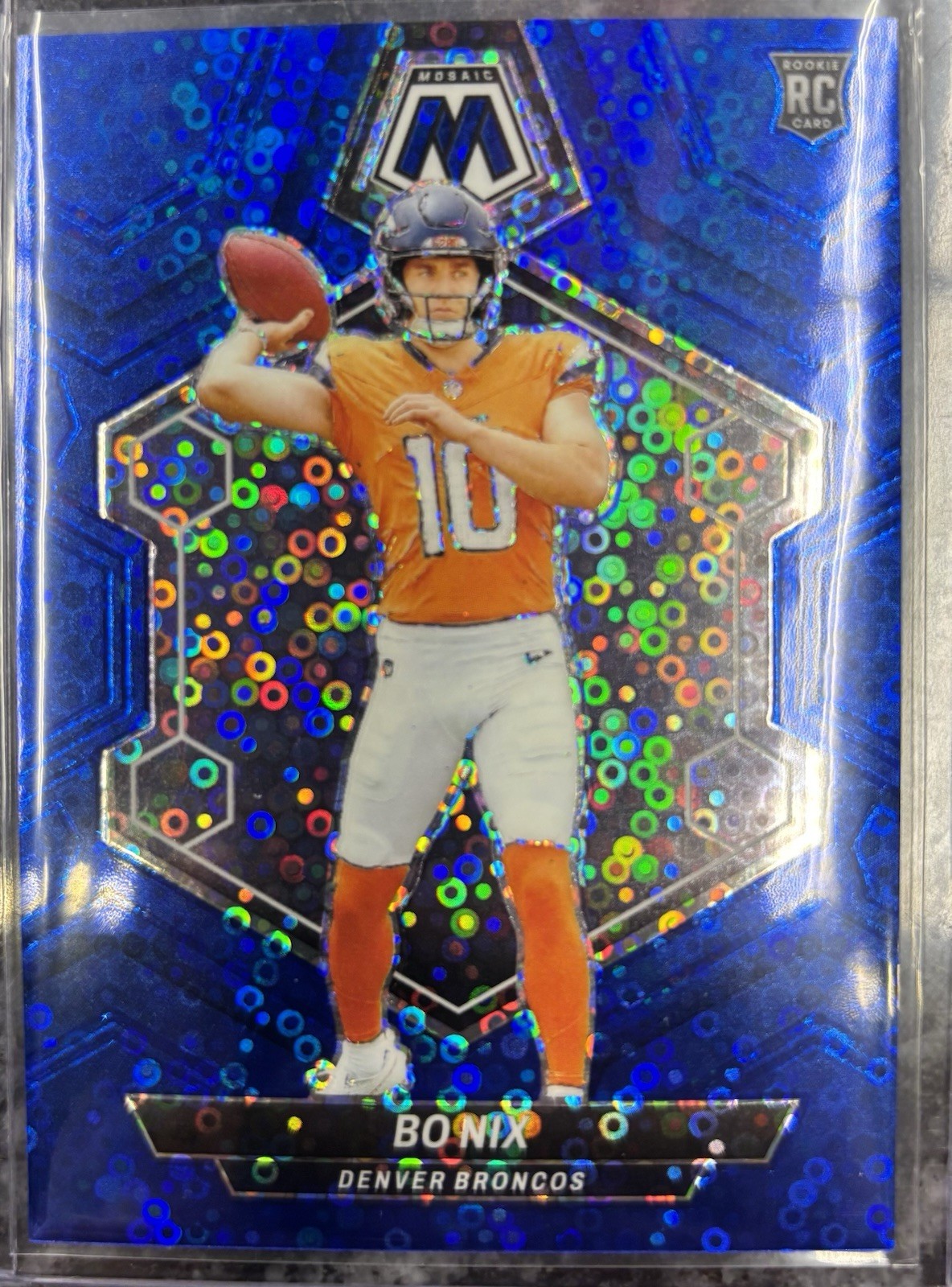 2024 Panini Mosaic Bo Nix No Huddle Blue Rookie #312 /75 Denver Broncos