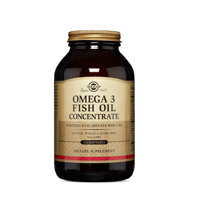 SOLGAR Omega-3 Fischöl-Konzentrat (Omega-3, EPA,DHA) 1000mg 120 Gel-Kapseln