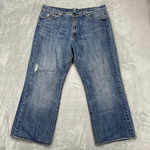7 For All Mankind, Vtg 7 For All Mankind Slimmy Jeans Mens 38 Blue Crop Straight Leg Made In USA