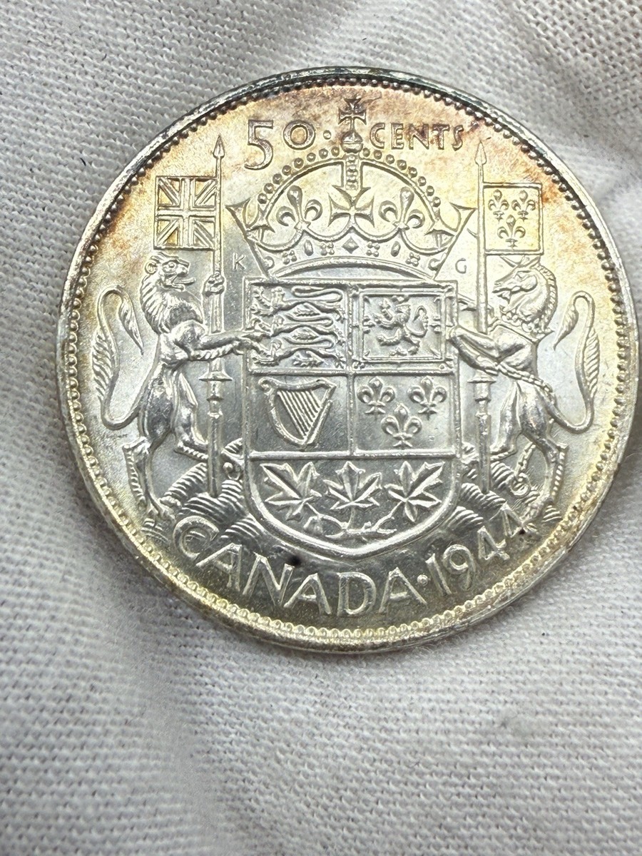 Canada 1944 Silver 50 Cent Half Dollar King George VI 80% Silver