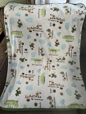 Circo Green Sherpa Alligator Giraffe Caterpillar Bee Turtle White Baby Blanket