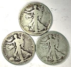 3 Coin Lot • 1918, 1921, 1927 WALKING LIBERTY Half Dollars • 90% Silver #4