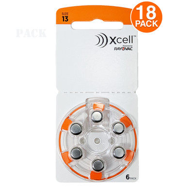 Rayovac Xcell Size 13 1.45V Zinc Air Hearing Aid Batteries (18 Pack) EXP 4/2026