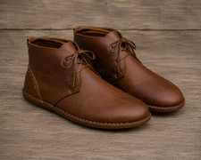 Handmade Leather Ankle Boots Men Women Brown Medieval Viking Casual Shoes