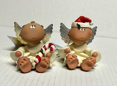 Angel Cheeks Guardian Angels  With Candy Cane & Angel With Santa Hat 2001