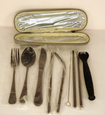 Portable Stainless Steel Travel Utensil Set Reusable Flatware Camping Case Lot