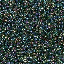 Miyuki Seed Beads 11/0 Fuchsia Lined Emerald AB 11-344 24g Glass Round