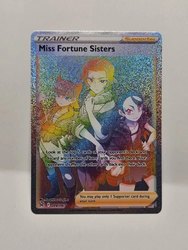 Pokémon TCG Miss Fortune Sisters 209/196 Lost Origin Secret Rainbow Rare Holo NM